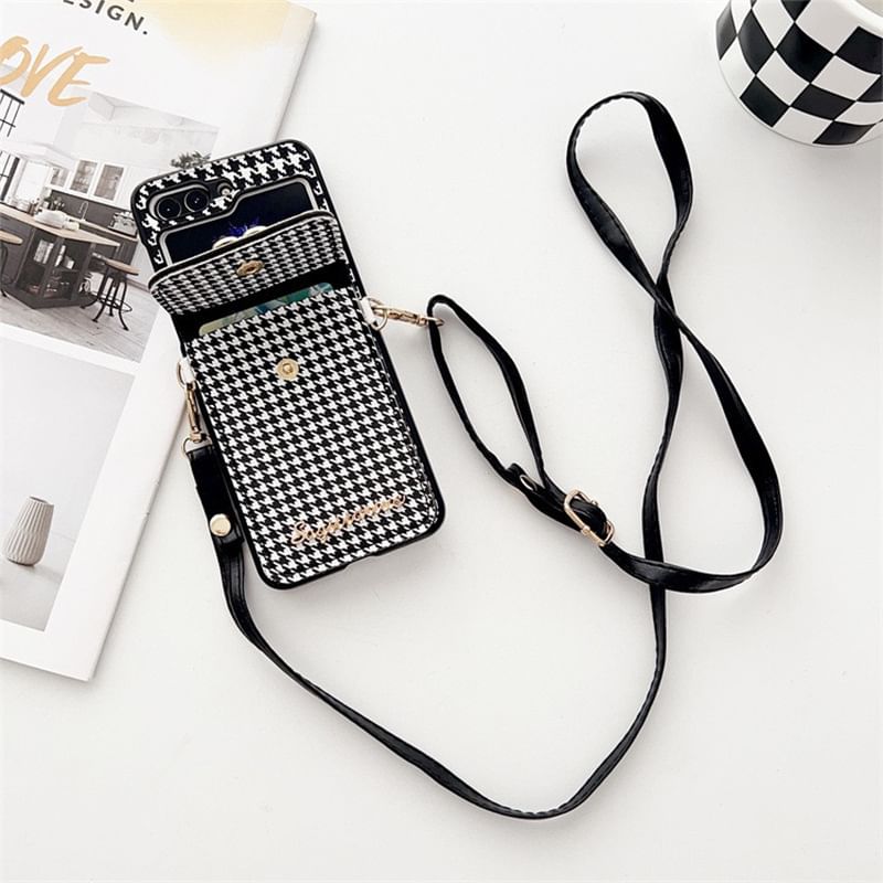 Lanyard Phone Cat Case Pearl Faux Houndstooth FashionChic