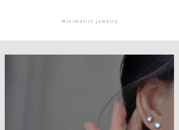 Earring Faux Silver Sterling Stud Gemstone FashionChic