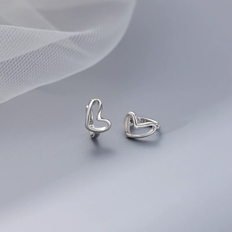 Heart Huggie Sterling Earring Silver FashionChic