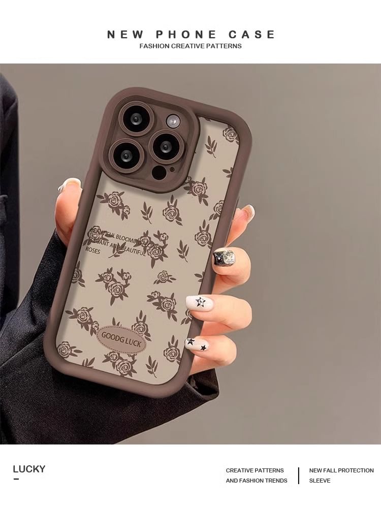 Lettering Floral Phone Case FashionChic
