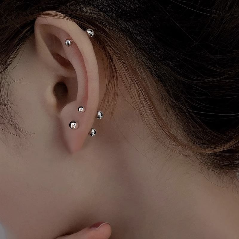 Stud Ball Ear Silver Sterling FashionChic
