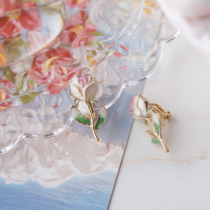 Alloy Stud Floral Earring FashionChic