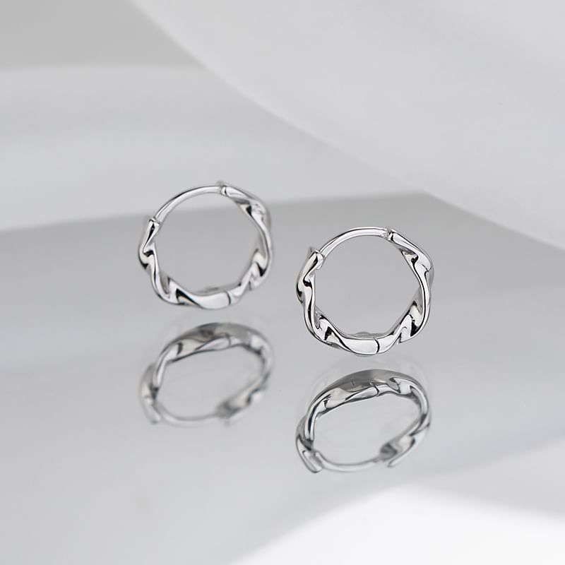 Silver Hoop Sterling Wavy Earring FashionChic