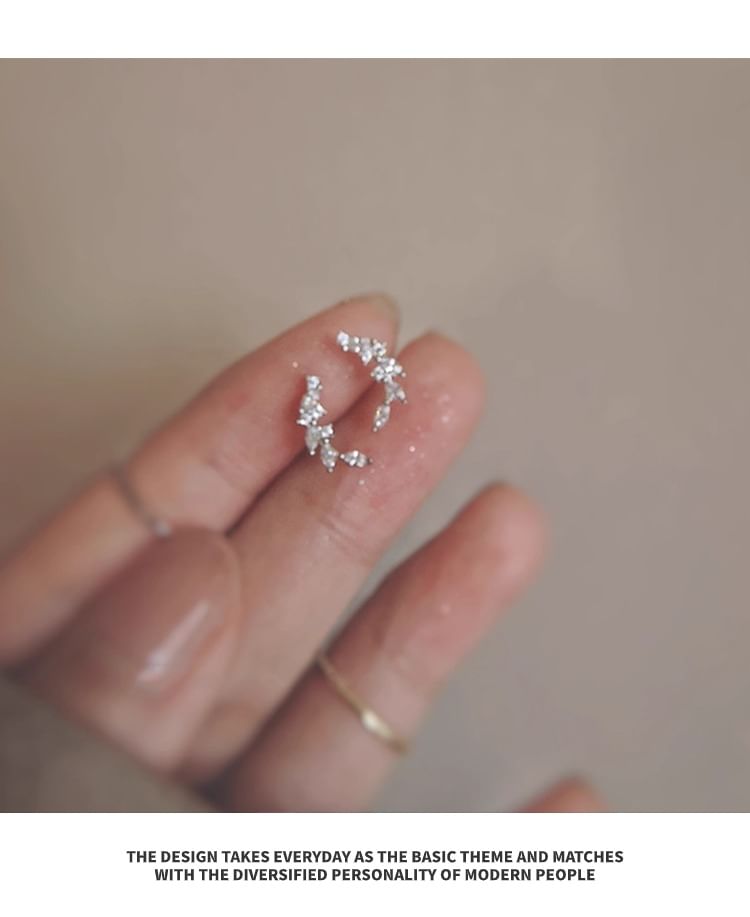 Stud Silver Sterling Ear Rhinestone FashionChic