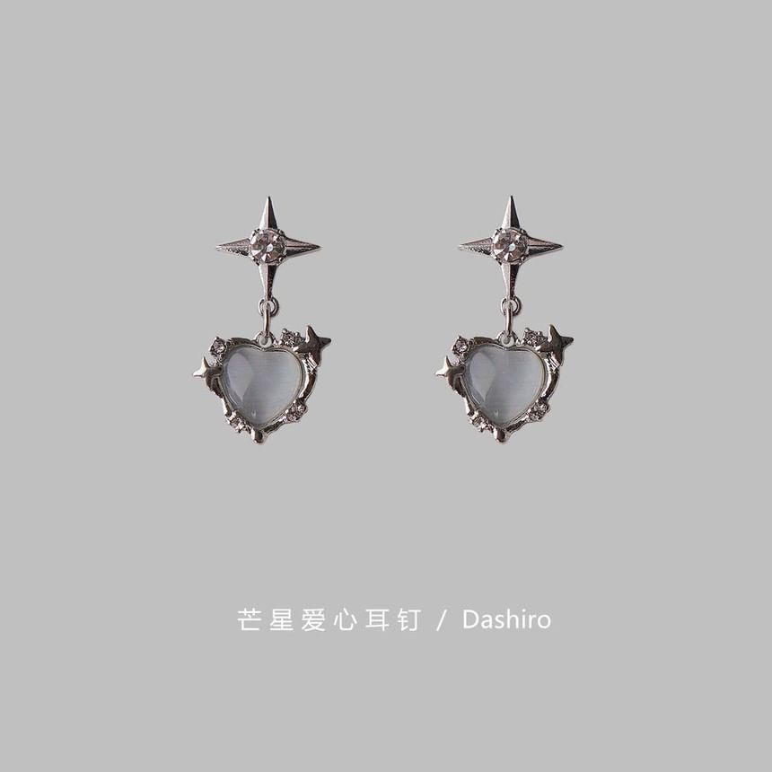Heart Rhinestone Earring Clip / On Drop FashionChic