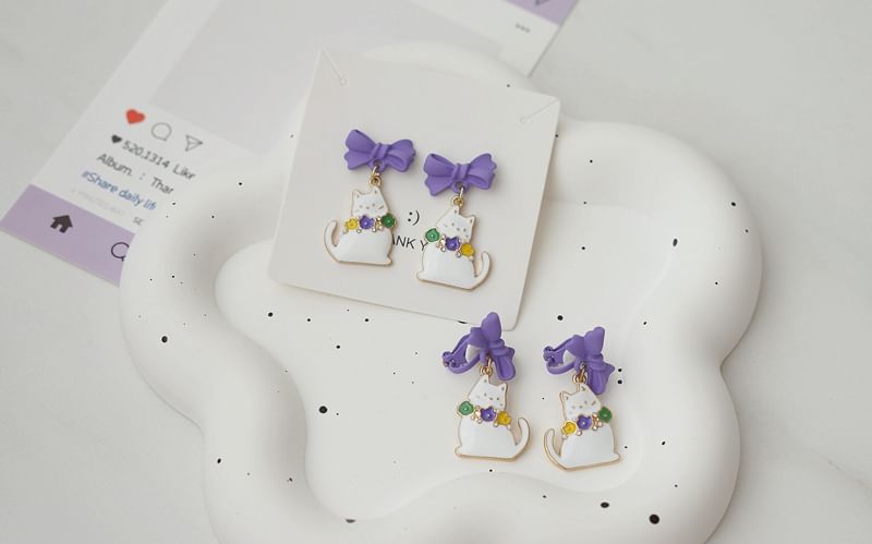 Drop On Clip / Bow Cat Earring FashionChic