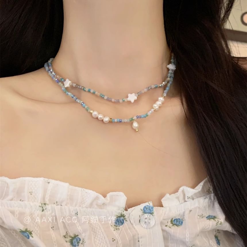 Pearl Necklace Star / Beaded Faux FashionChic