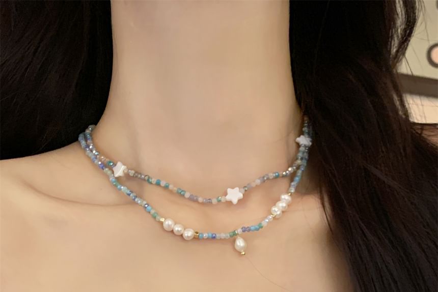 Pearl Necklace Star / Beaded Faux FashionChic