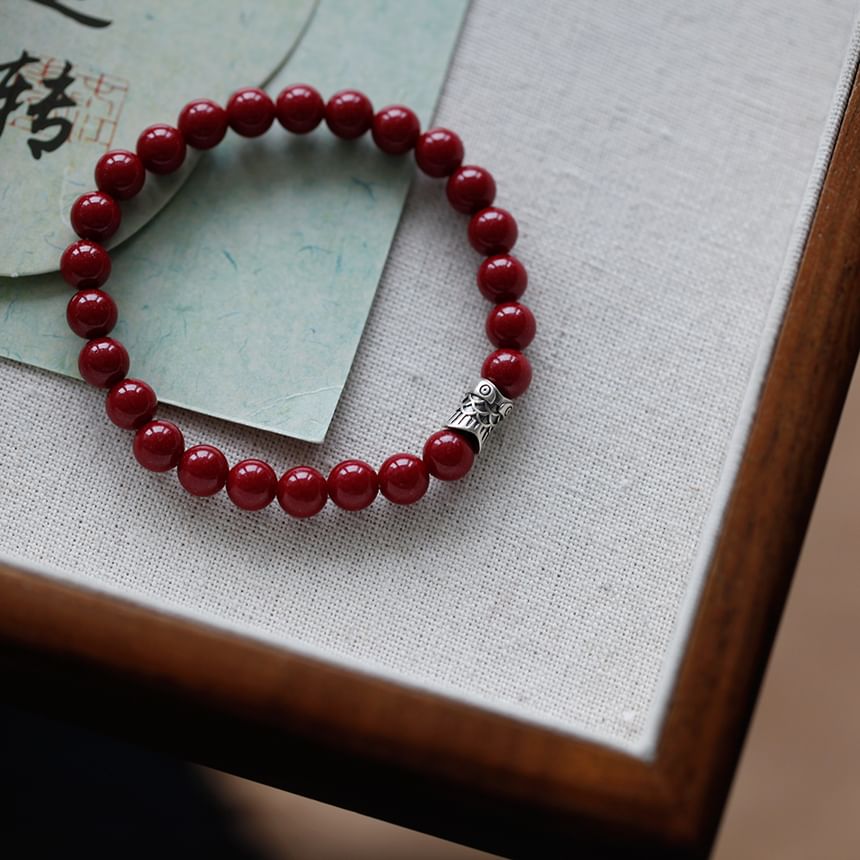 Beaded Bracelet Silver Charm FashionChic