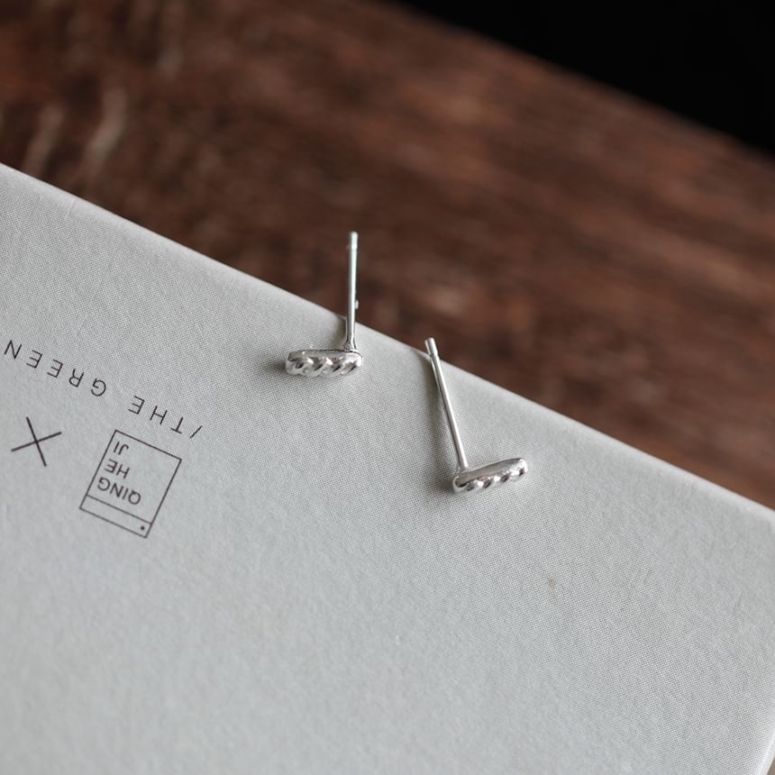 Earring Baguette Silver Stud Sterling FashionChic
