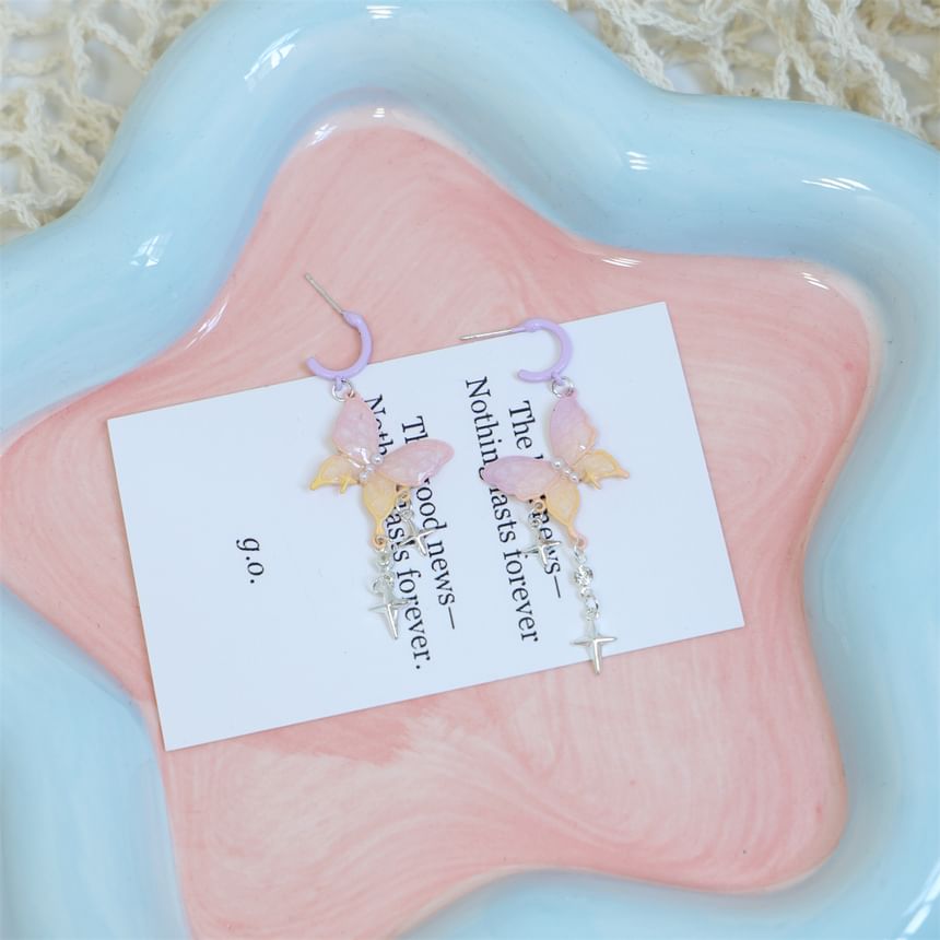 Drop Butterfly Earring Fringed Star Huggie FashionChic