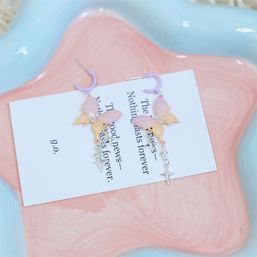 Drop Butterfly Earring Fringed Star Huggie FashionChic