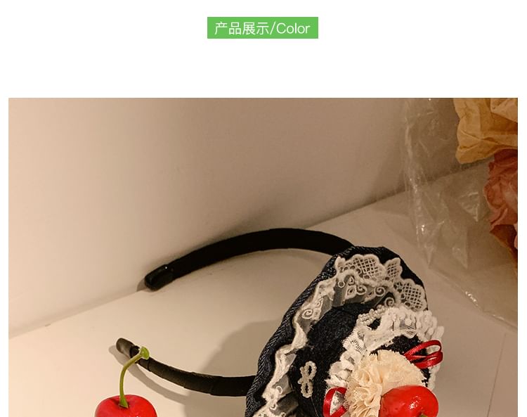/ Clip Hair Trim Cherry Headband Hat Lace FashionChic