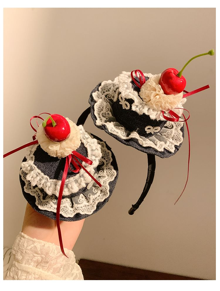 / Clip Hair Trim Cherry Headband Hat Lace FashionChic