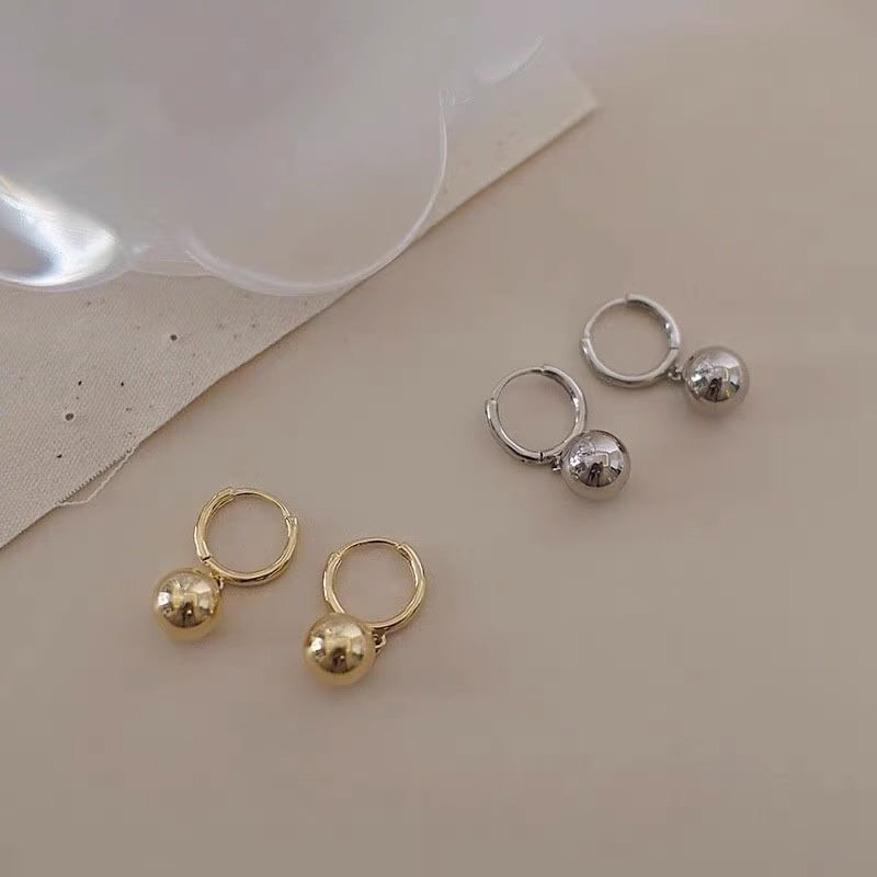 Huggie Drop Sterling 925 Ball Earring Silver FashionChic