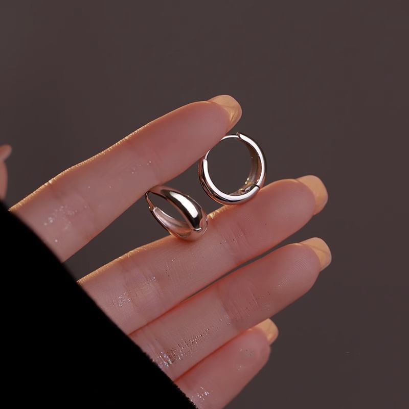 Earring Sterling 925 Hoop Glossy Silver FashionChic