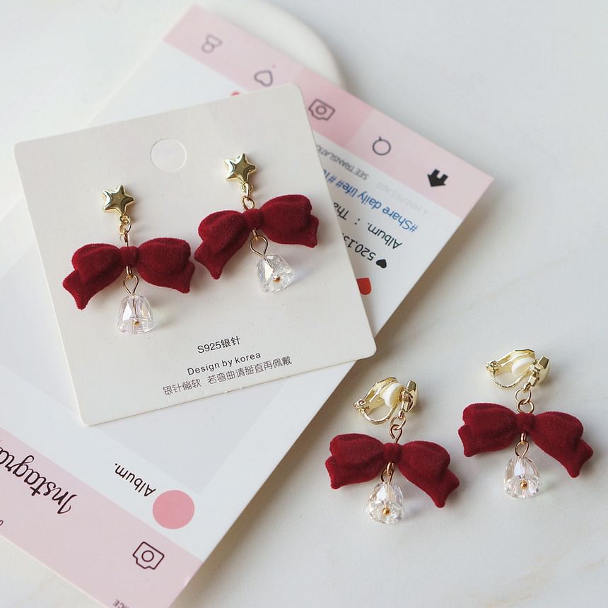 Alloy Earring Flocking Bell Dangle Bow FashionChic