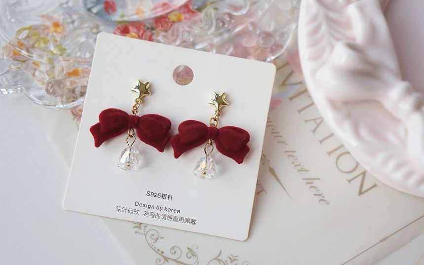 Alloy Earring Flocking Bell Dangle Bow FashionChic