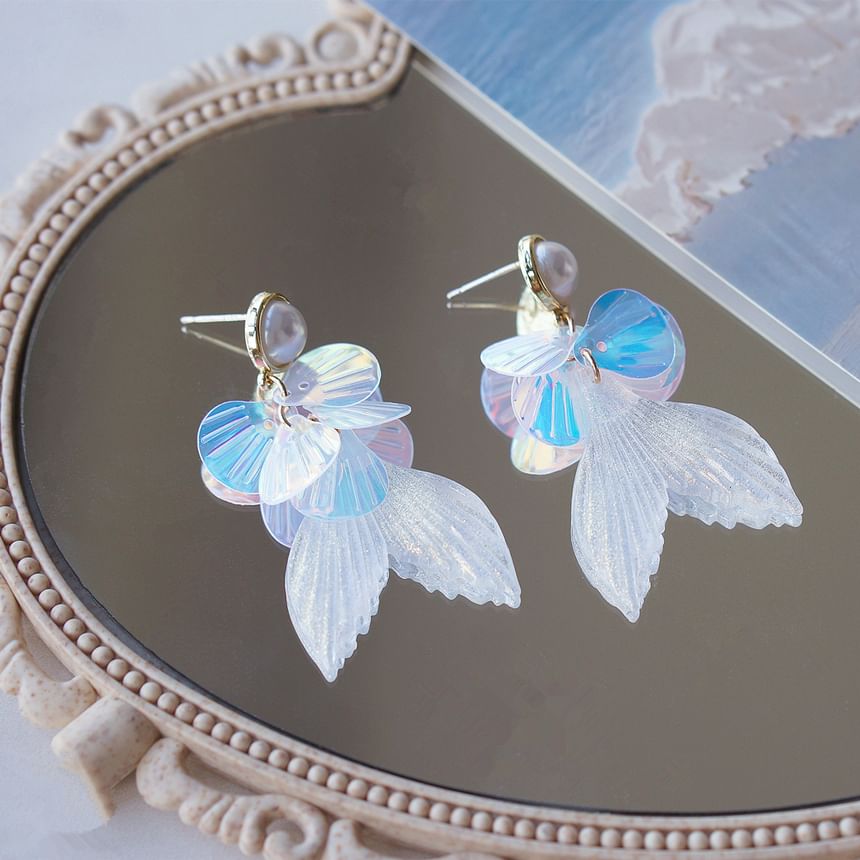 Pearl Mermaid Earring Drop / Clip-On Tail Faux FashionChic