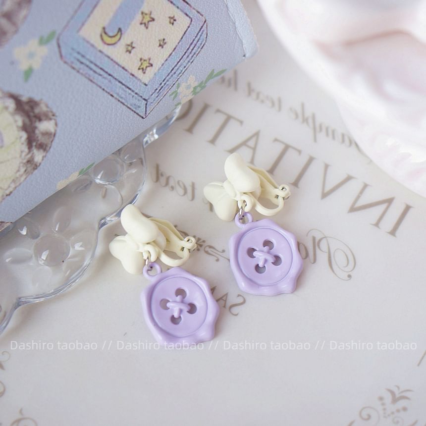Earring Bow Drop Button / Clip-On FashionChic