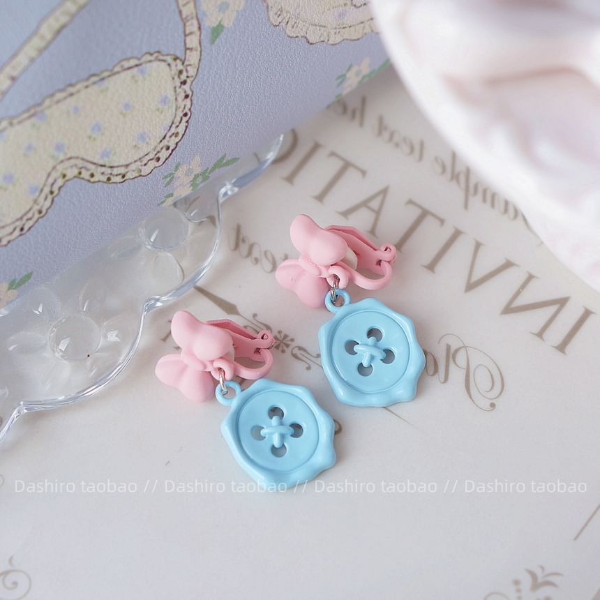 Earring Bow Drop Button / Clip-On FashionChic