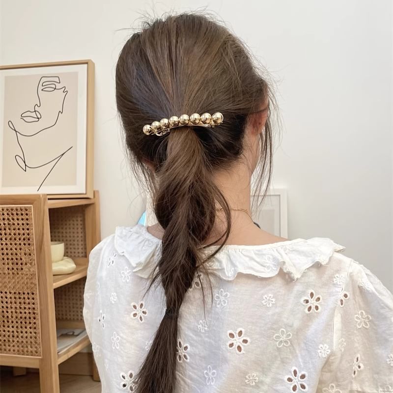 Polished Hair Bead Alloy Clip FashionChic