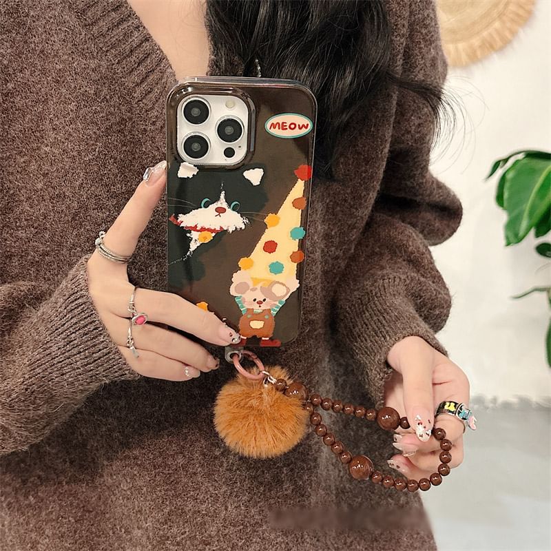 / Strap Set Case Pom Mouse Phone FashionChic