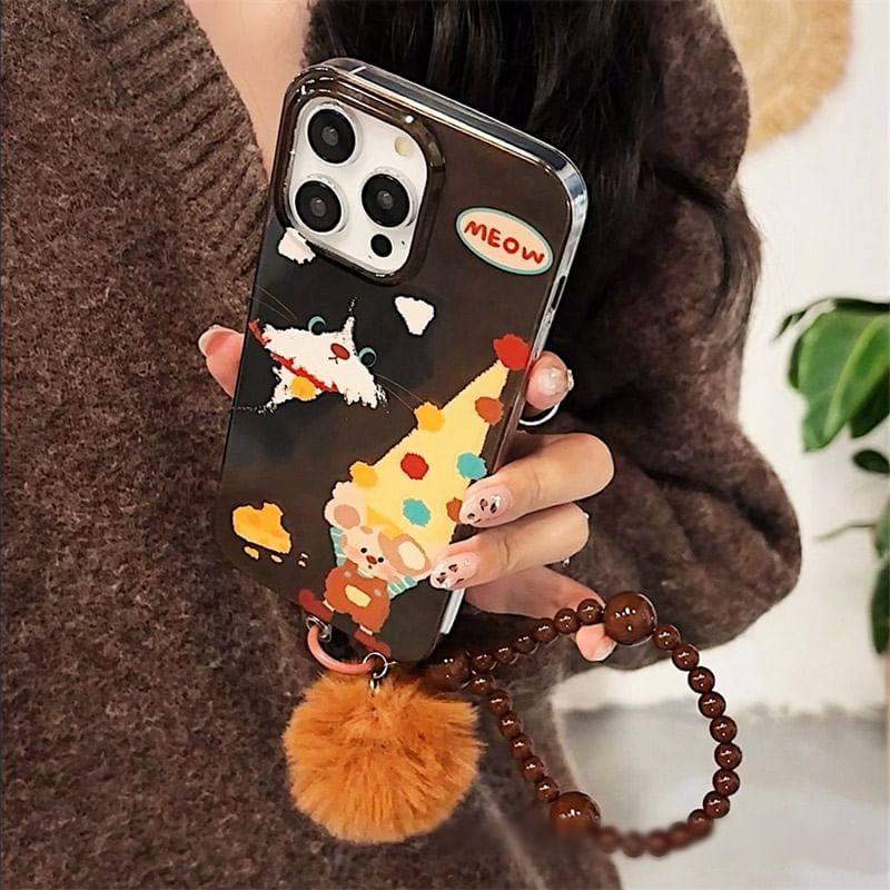 / Strap Set Case Pom Mouse Phone FashionChic