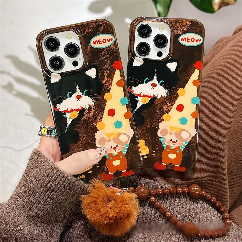 / Strap Set Case Pom Mouse Phone FashionChic