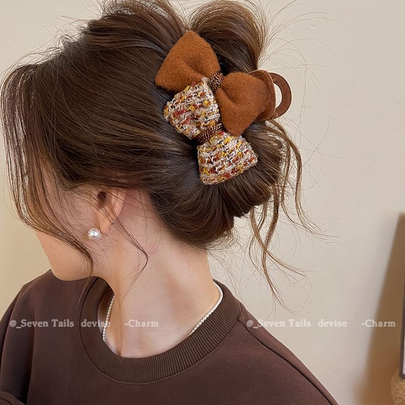 Claw Hair Tweed Bow FashionChic