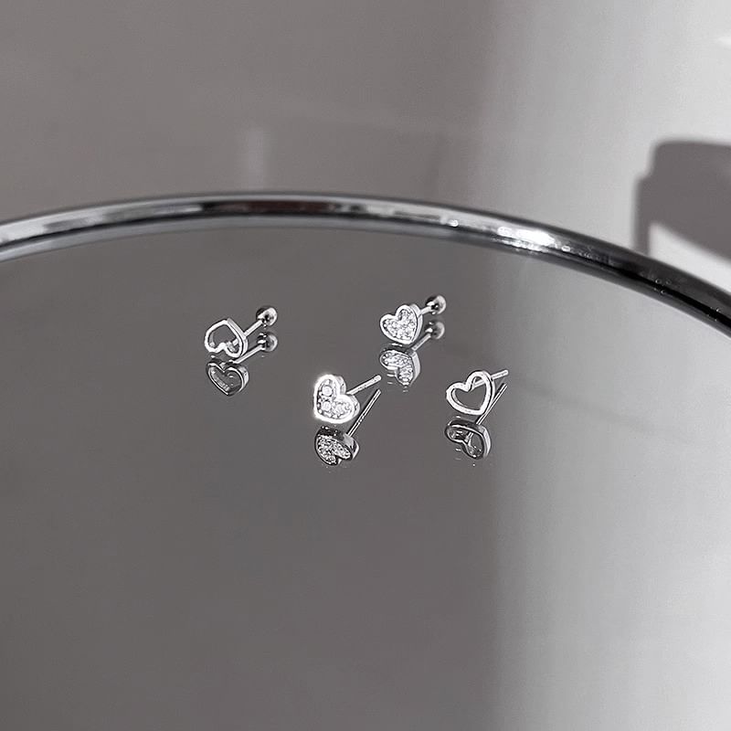 Asymmetrical Rhinestone Alloy Earring Heart Barbell FashionChic