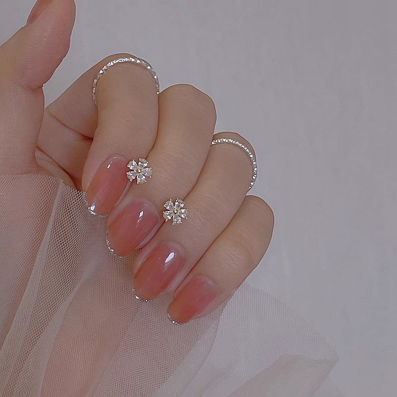 Floral Rhinestone Alloy Earring Stud FashionChic