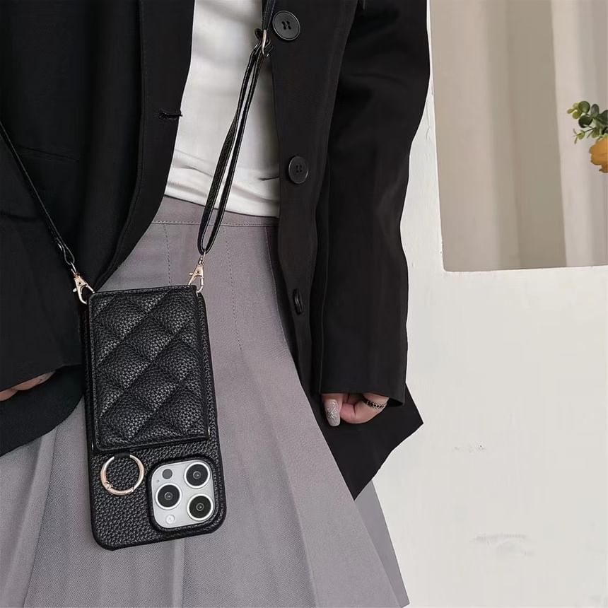 Lanyard Case Phone Holder Leather Card Faux with FashionChic