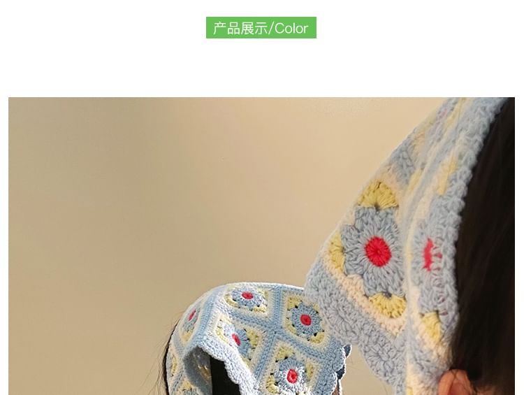 Head Knit Scarf Plaid Floral Triangle FashionChic