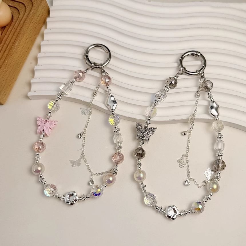 Crystal Strap Pearl Butterfly Phone Faux FashionChic