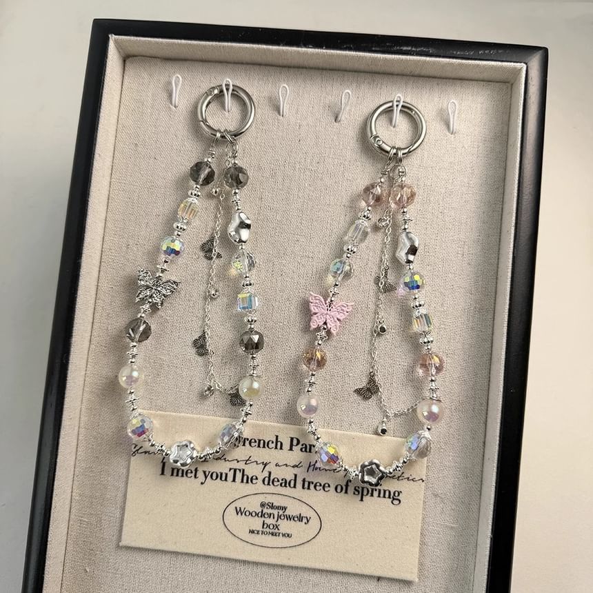 Crystal Strap Pearl Butterfly Phone Faux FashionChic