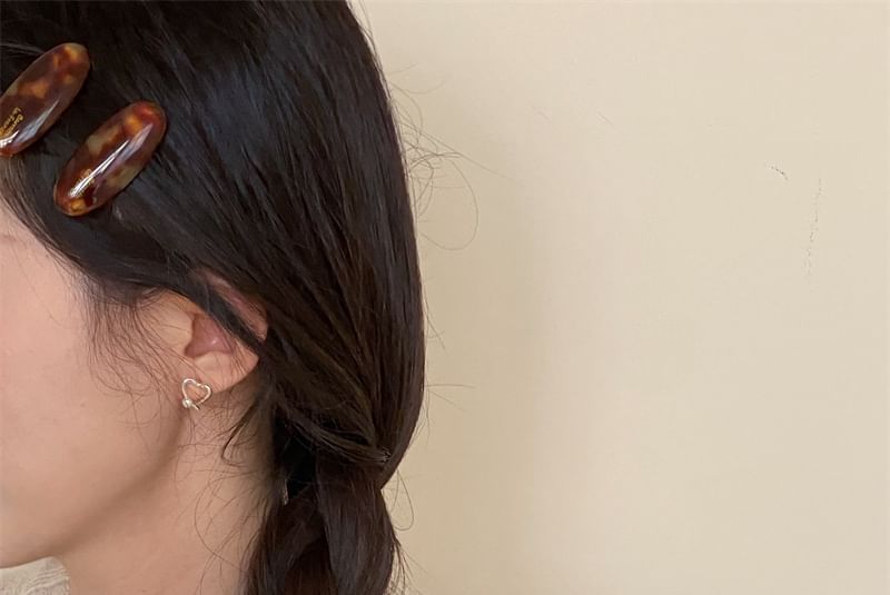 Pearl Heart Stud 925 Sterling Faux Silver Earring FashionChic