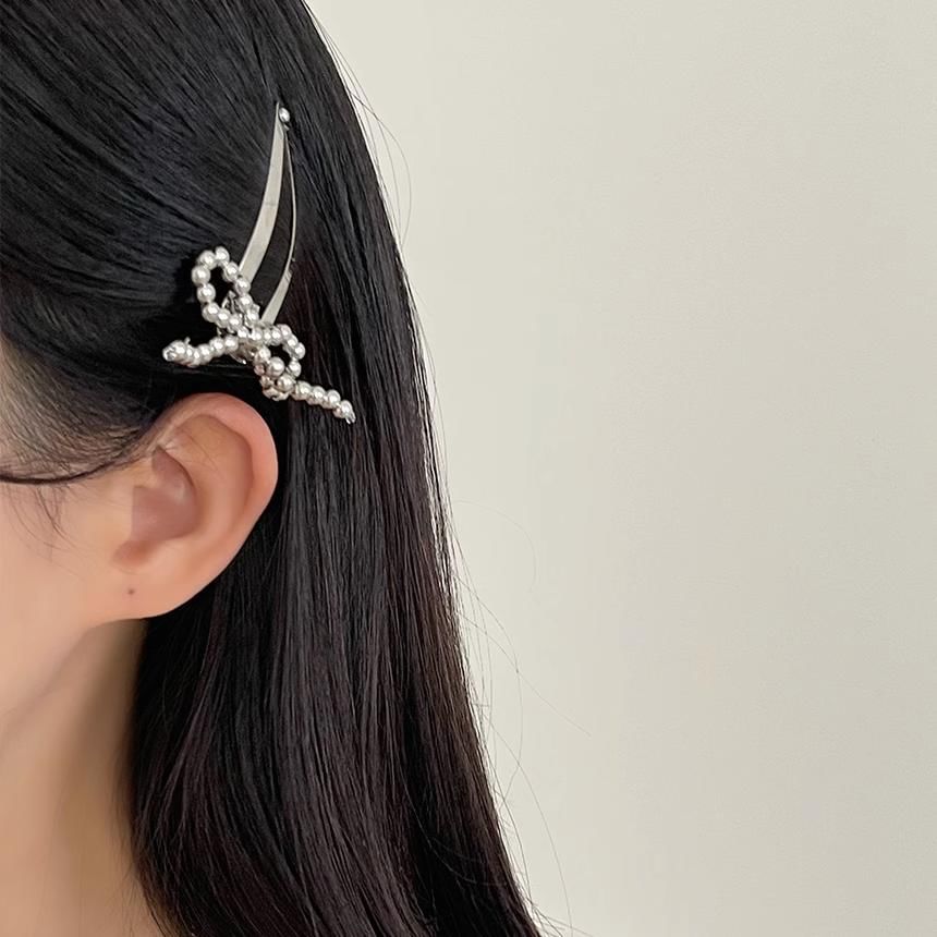 Hair Bow Beaded Alloy Set Clip FashionChic