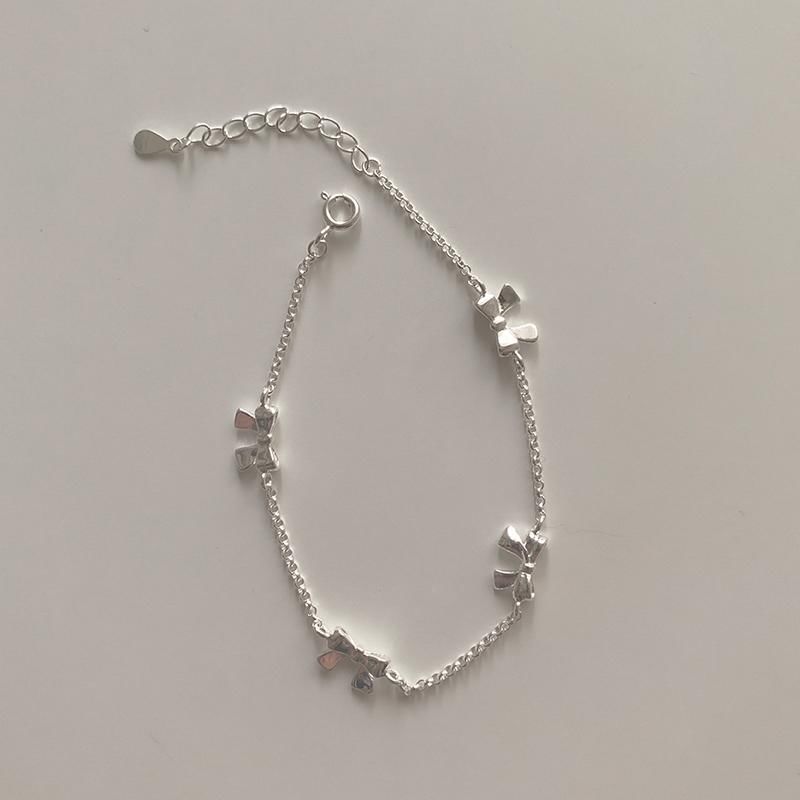 Silver / Sterling String 925 Bracelet Bow FashionChic