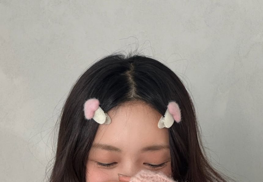Set Fluffy Heart Clip Hair FashionChic