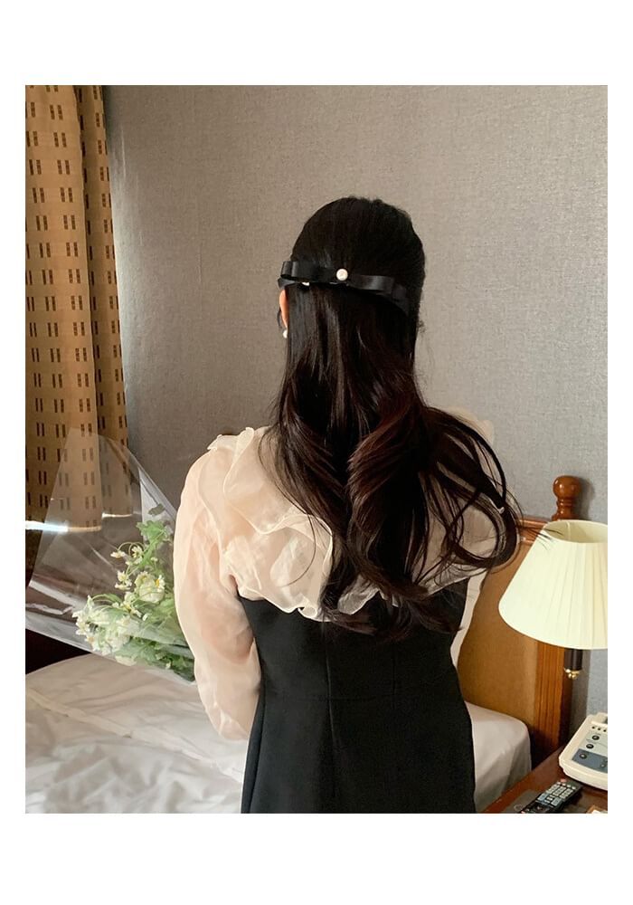 Faux Pearl Hair Bow Clip FashionChic