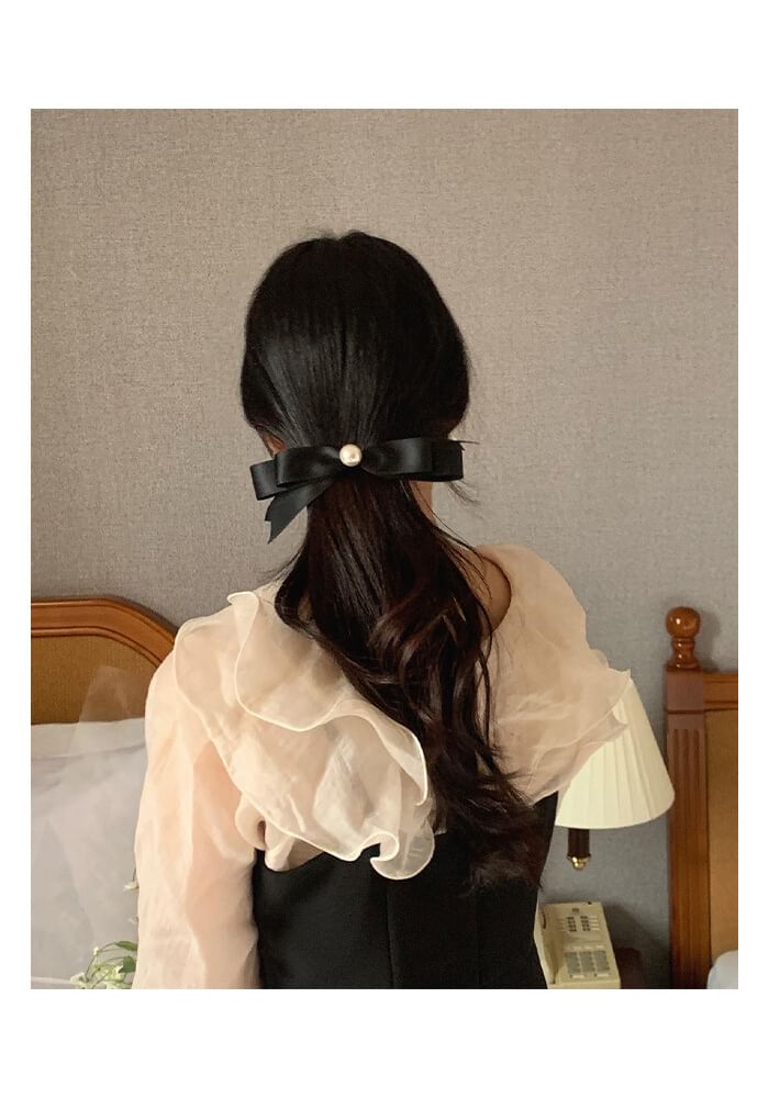 Faux Pearl Hair Bow Clip FashionChic
