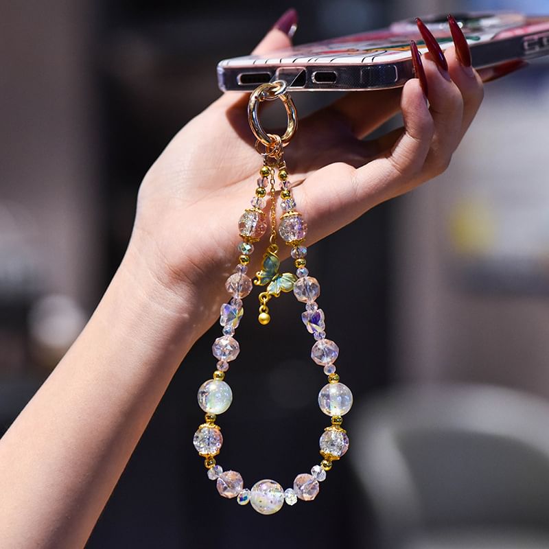 Butterfly Lanyard Crystal Pad Phone with Strap Faux FashionChic