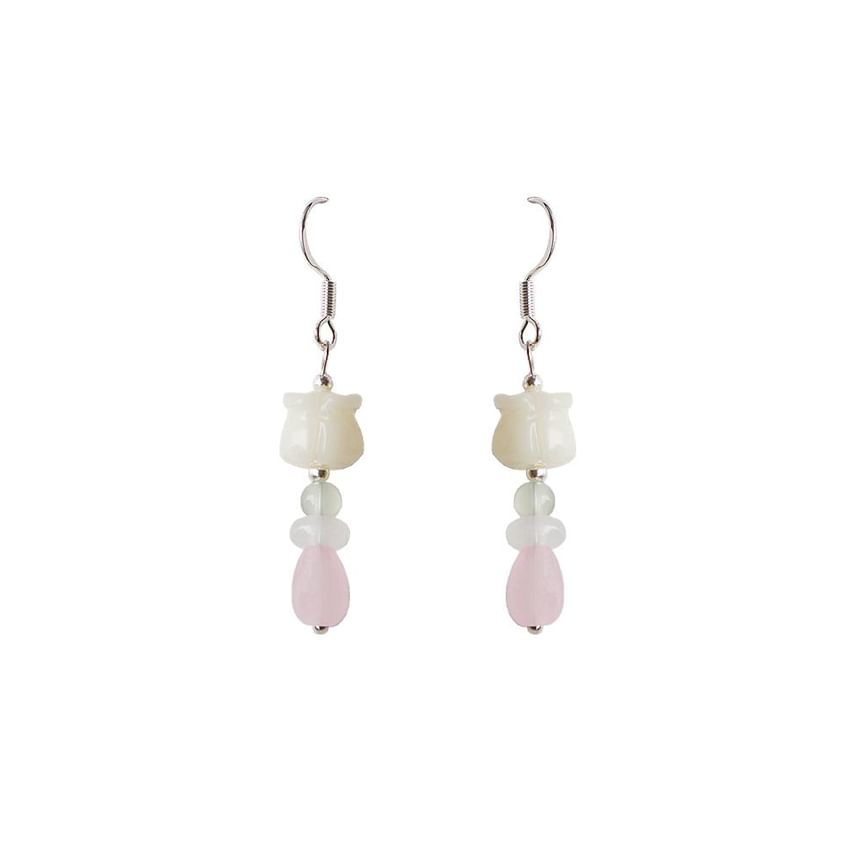 Beaded Flower / Earring Clip-On Hook Drop FashionChic
