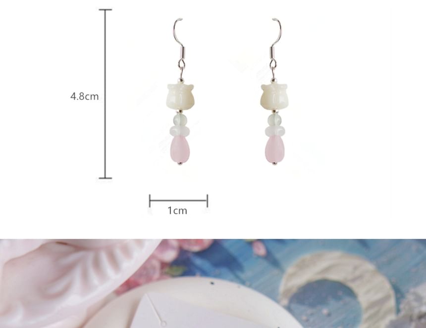 Beaded Flower / Earring Clip-On Hook Drop FashionChic