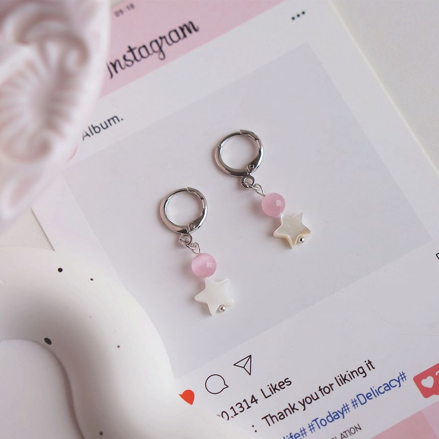 Beaded Star Drop Earring Huggie FashionChic