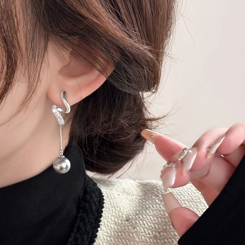 Earring Faux Dangle Pearl Rhinestone FashionChic