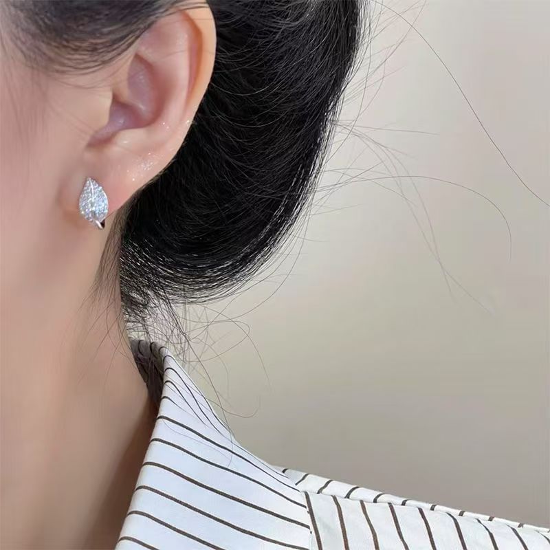 Stud Leaf Earring Rhinestone FashionChic
