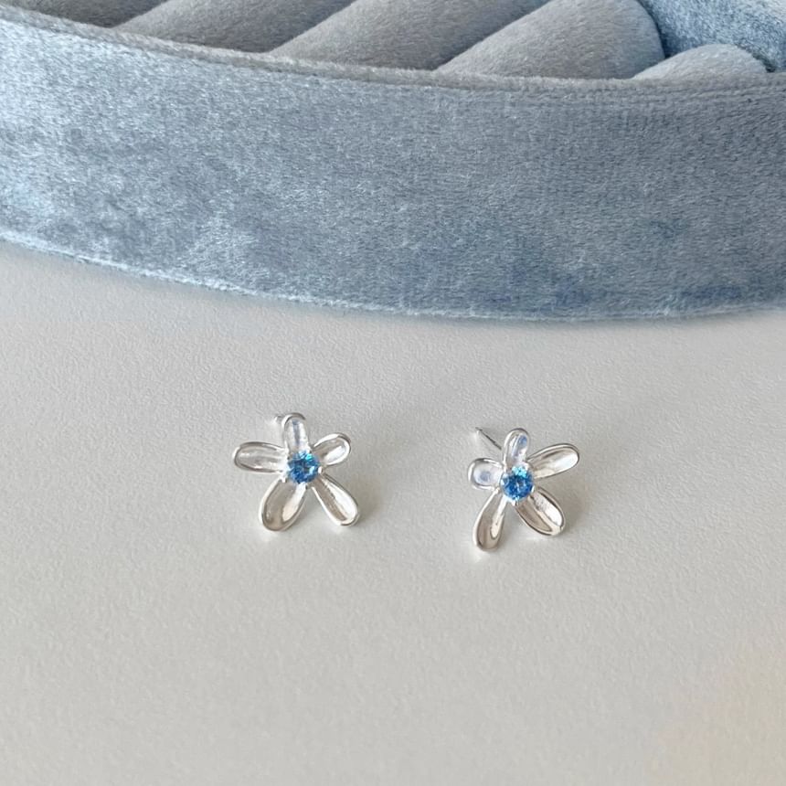 Earring Alloy Floral Stud Rhinestone FashionChic