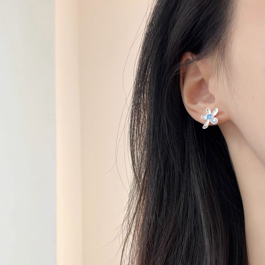 Earring Alloy Floral Stud Rhinestone FashionChic